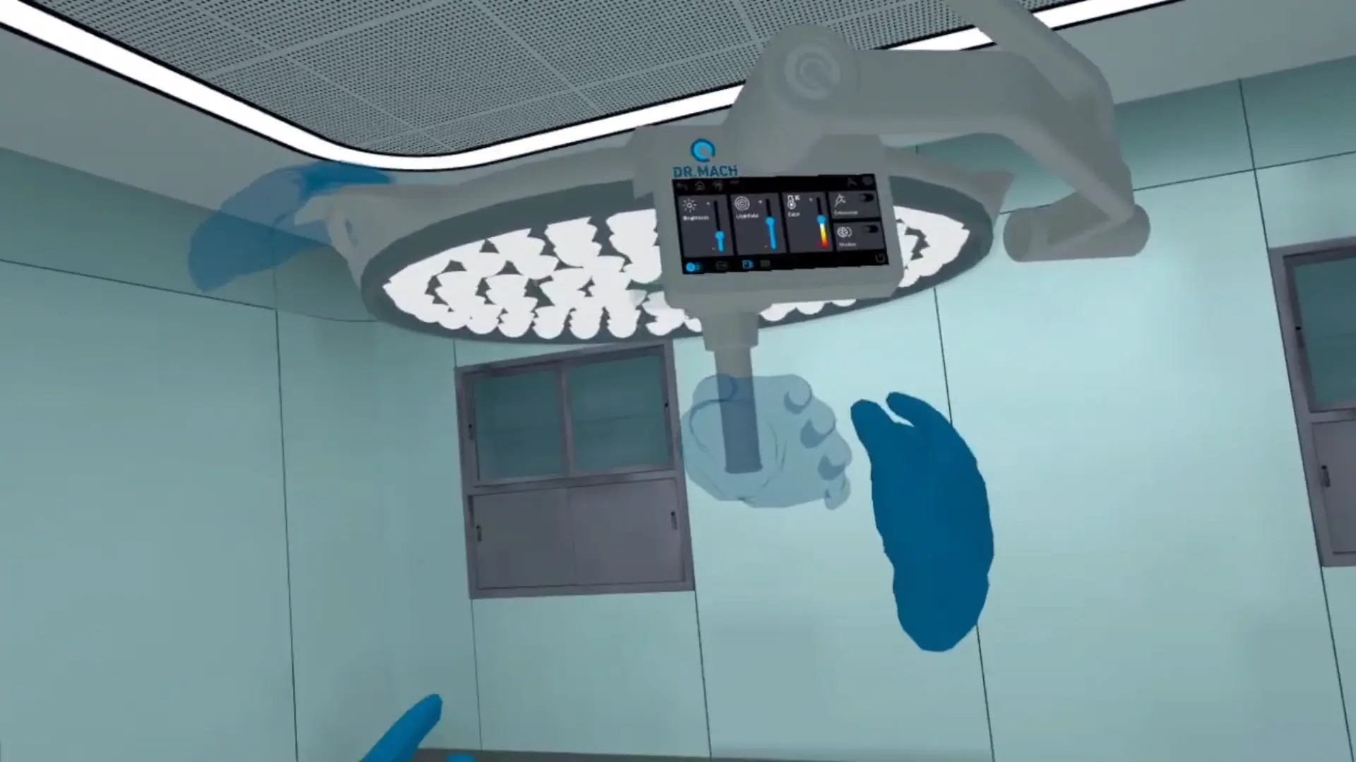 Interactive surgical light controls in VR