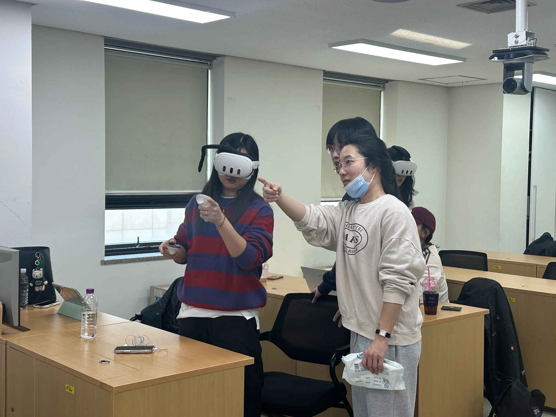 Multiple students wearing VR headsets