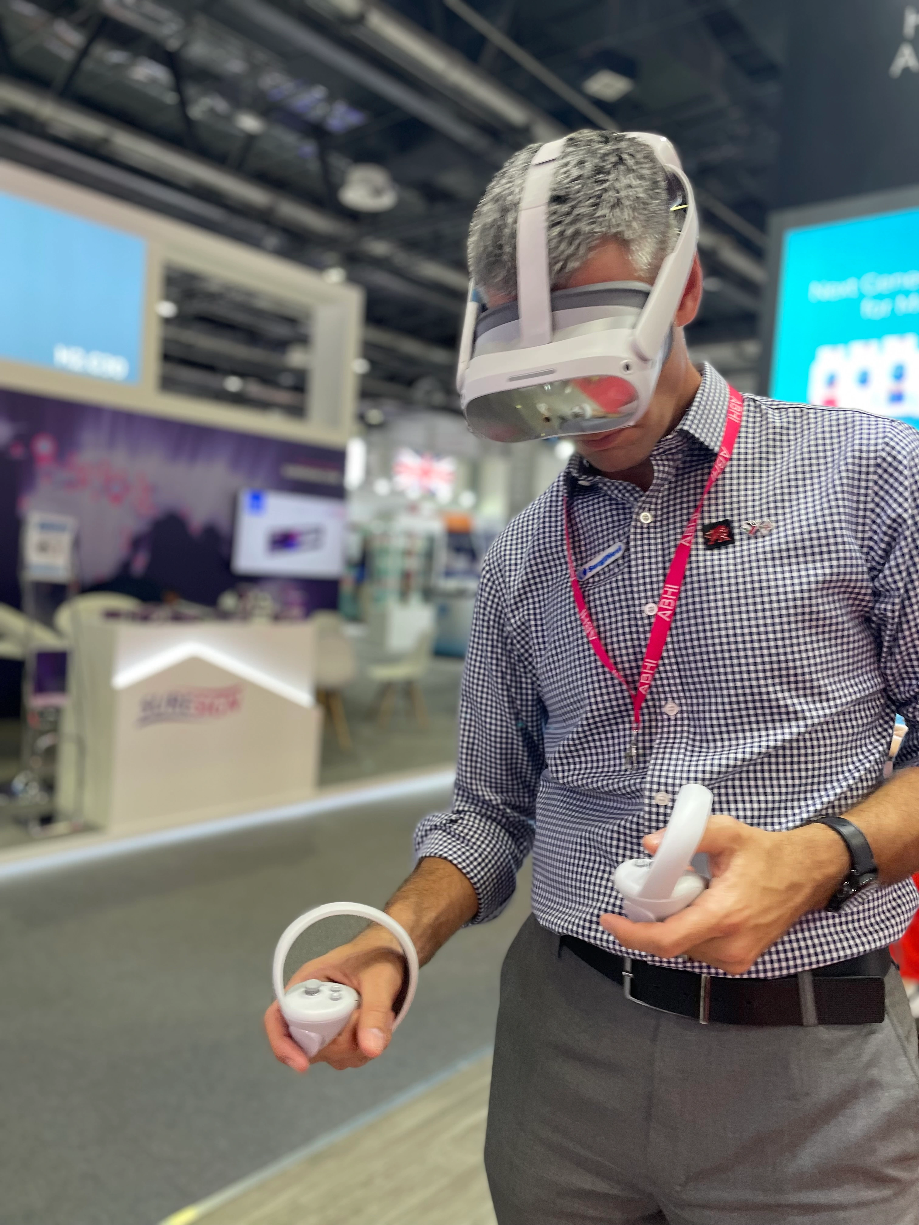 Person wearing a Pico VR headset during an XR training session