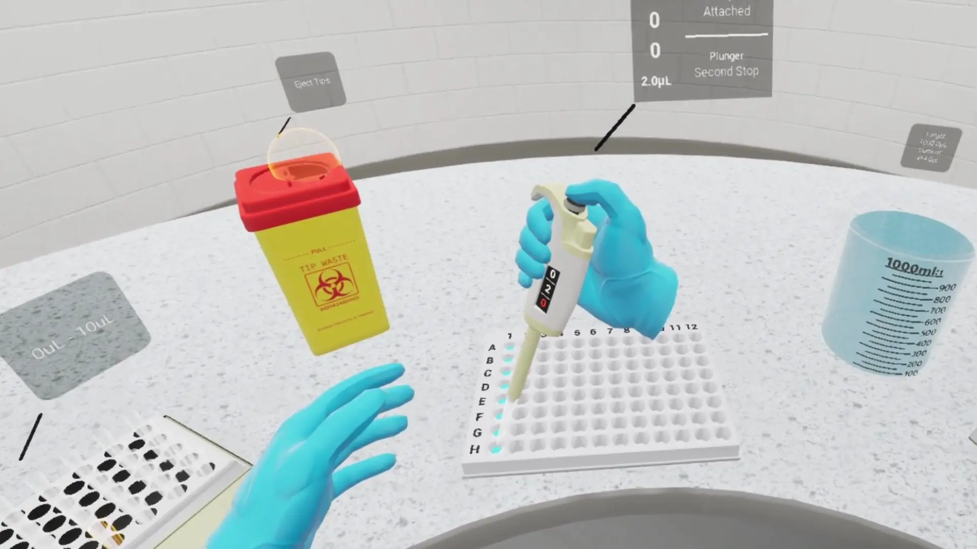 PipetteSim — aspirating and dispensing mechanics